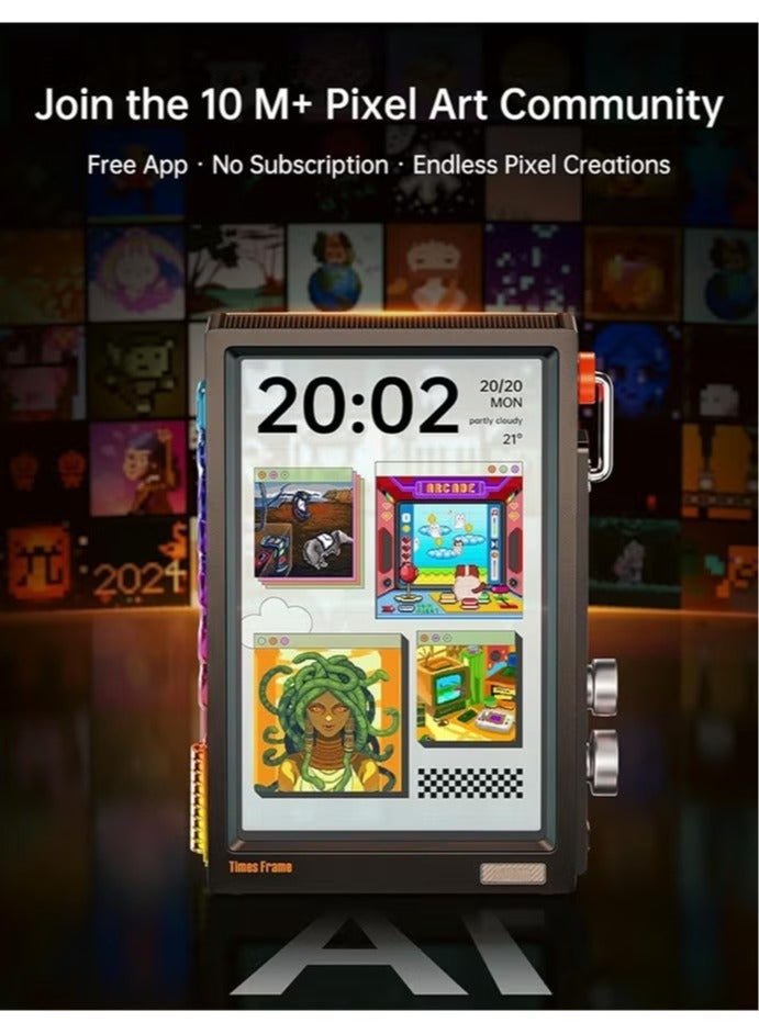 Divoom Times Frame-10.1" Digital Picture Frame Transparent IPS Smart Linux OS with RGBLED Rotary Knob WiFi 64GB 400+Clock Faces Widget 50+API Feeds Gift Mode Pixel Art Community Personalized Display - Image 2